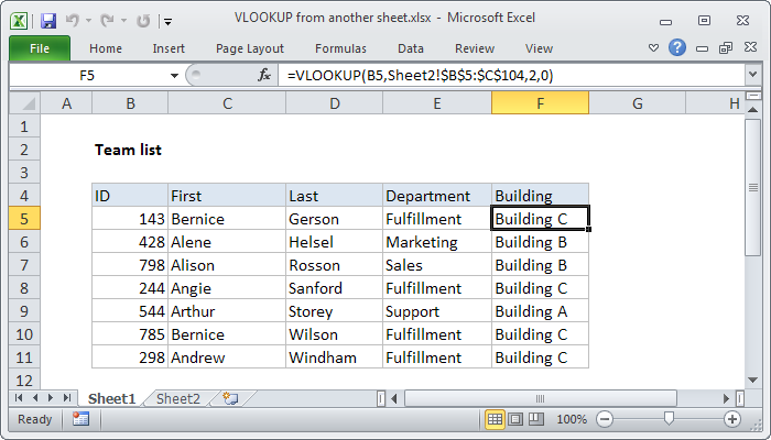 Excel Formula: VLOOKUP From Another Sheet | Exceljet